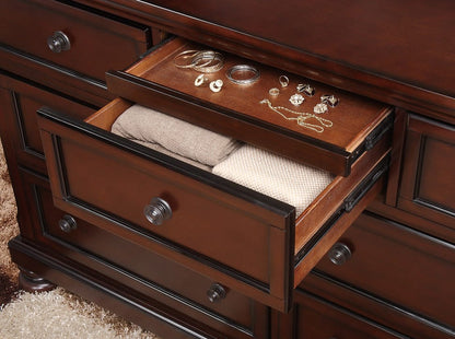 7 Drawer Brown Wood Dresser - Classic Bedroom Furniture