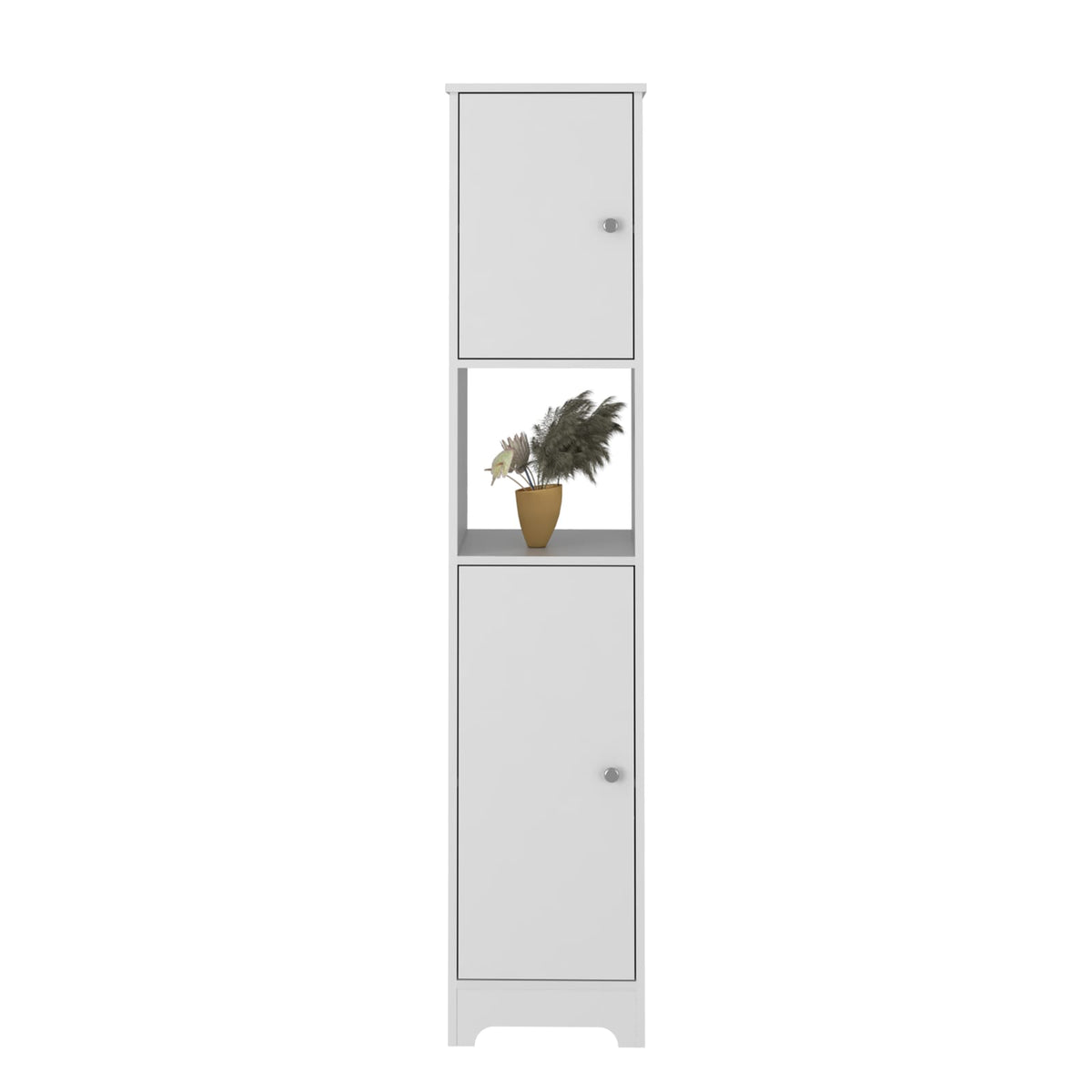 68" White Storage Cabinet with Two Doors & Shelves for Living Room