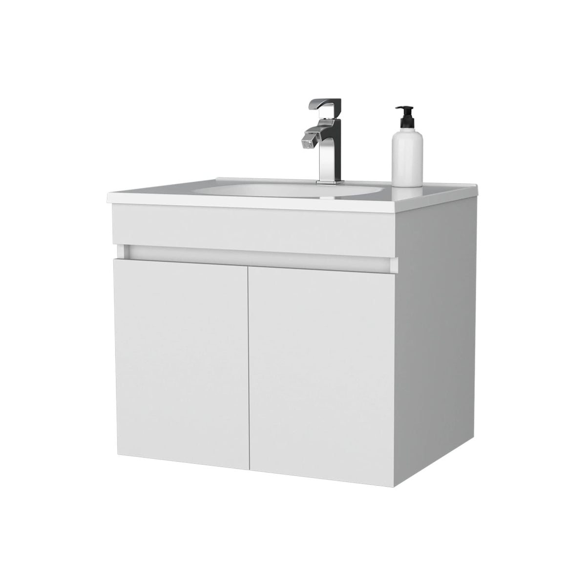 White Particle Board Bathroom Vanity with Storage for Renovation
