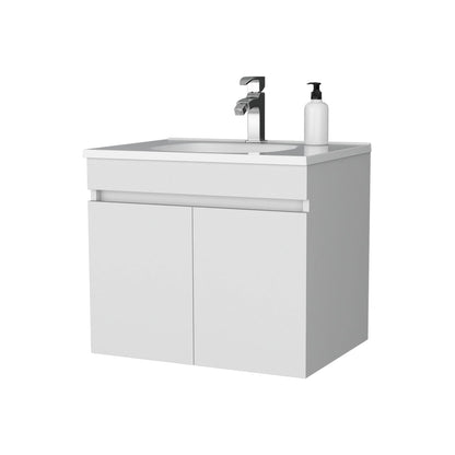 White Particle Board Bathroom Vanity with Storage for Renovation
