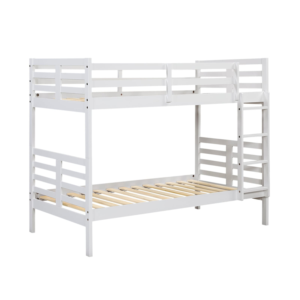 Twin Over Twin Bunk Bed - White Wood Frame