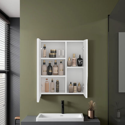 White Medicine Cabinet - 5 Shelf Storage for Bathroom