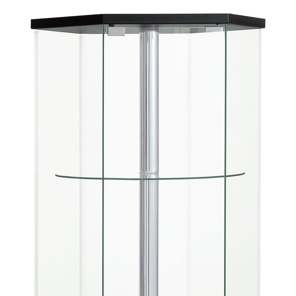 Black Glass Cabinet with 4 Shelves for Living Room Storage