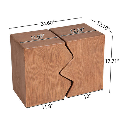 Natural Magnesium Oxide Outdoor Side Tables - Set of 2