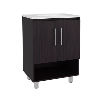 Black Bathroom Vanity with Storage - 17.9"W