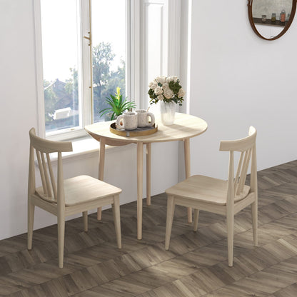 35 Inch Round Folding Drop Leaf Table - Oak MDF for Dining Room