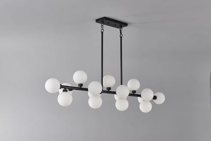 16-Light Farmhouse Chandelier - Matte Black Metal Pendant Light