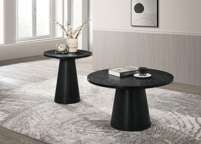 Black End Table - 20" Round Contemporary Style