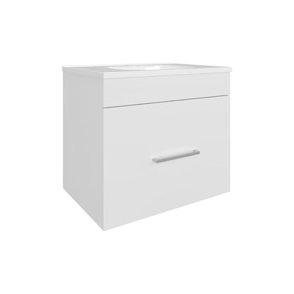 White Bathroom Vanity with Two Drawers & Open Shelf - MDF Storage