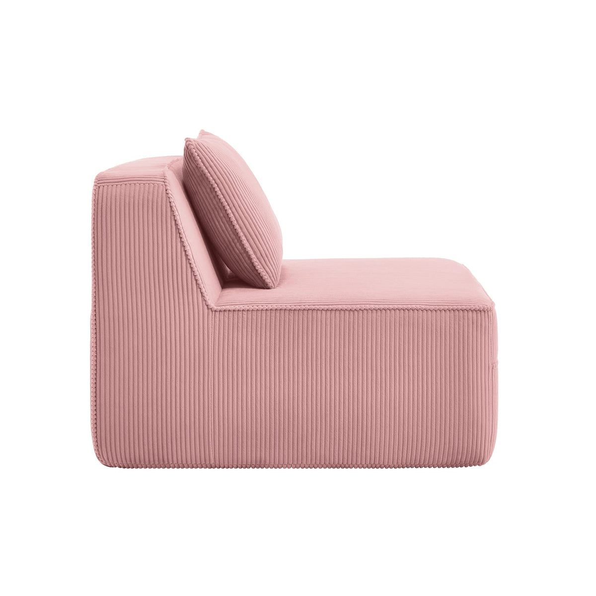Pink Corduroy Martha Armless Sofa - Plush Comfort