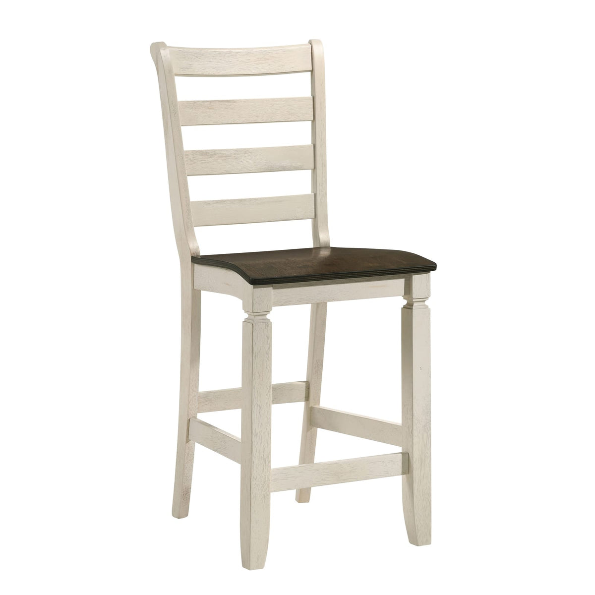 Brown & Antique White Ladder Back Stools - Set of 2