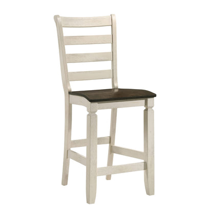 Brown & Antique White Ladder Back Stools - Set of 2