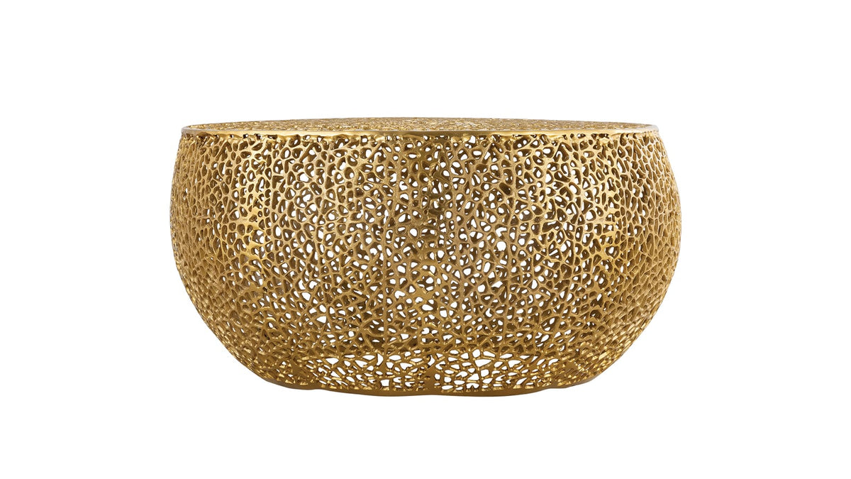 T3502-32 Round Aluminum Coffee Table in Gold - Modern Accent Table