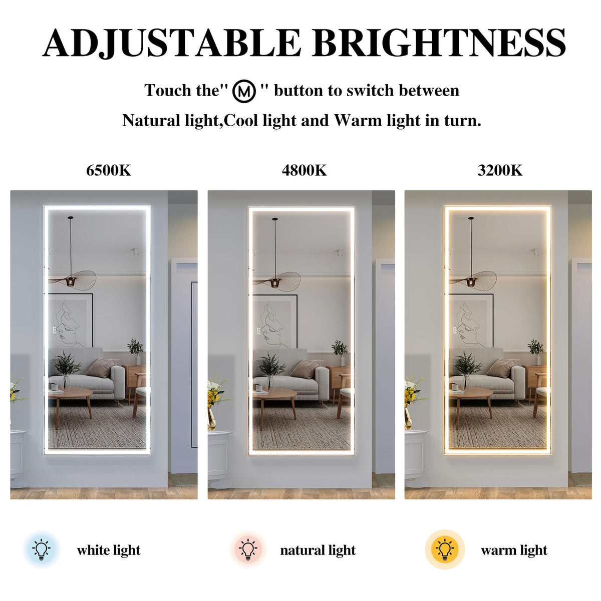 Extra Large LED Bathroom Mirror - 84x36 Silver Aluminum Frame