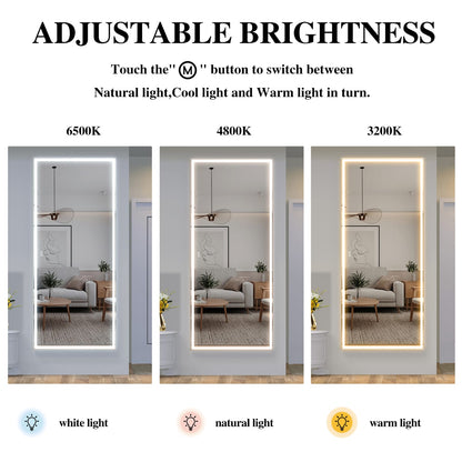 Extra Large LED Bathroom Mirror - 84x36 Silver Aluminum Frame