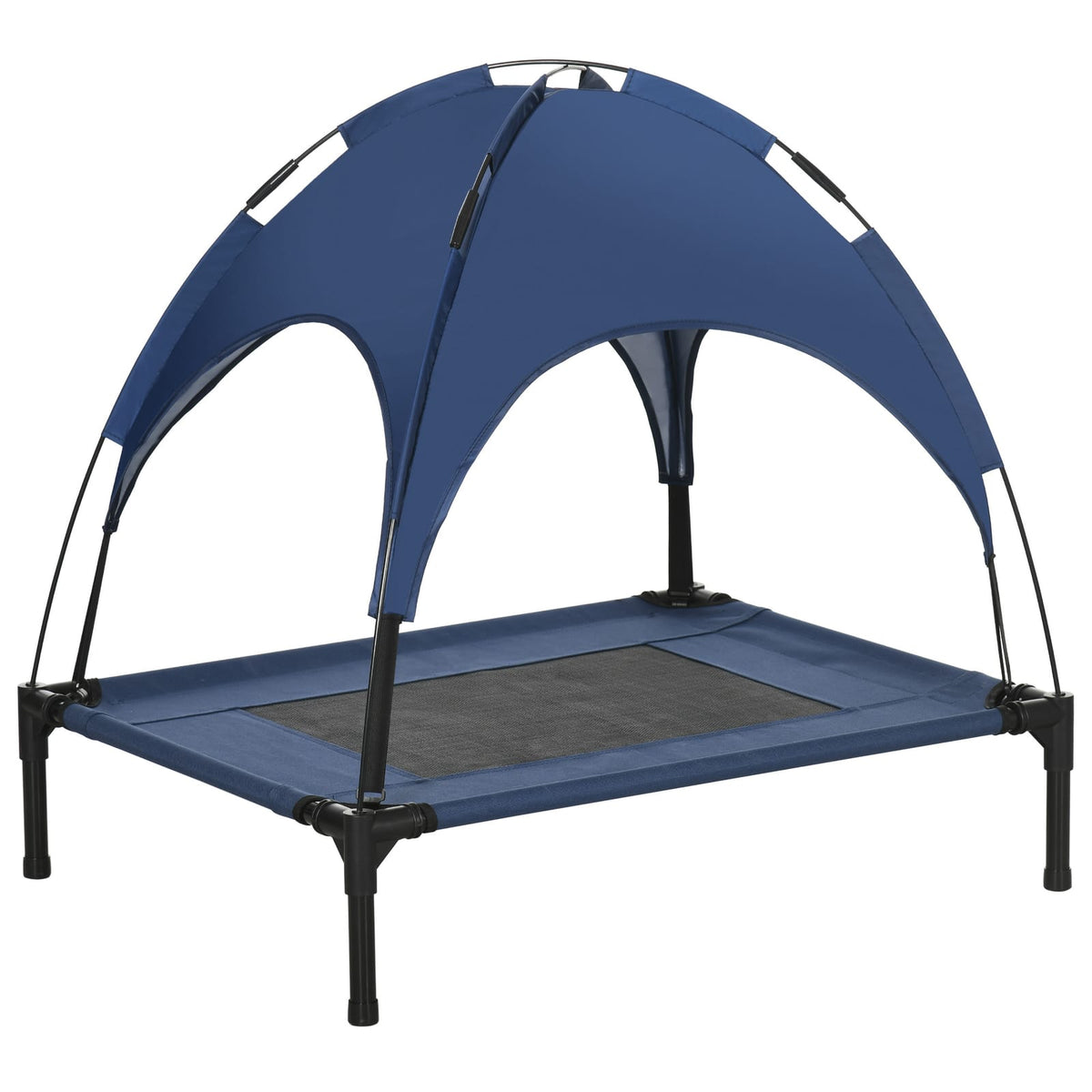 30 Inch Blue Metal Elevated Dog Cot - Portable Pet Bed