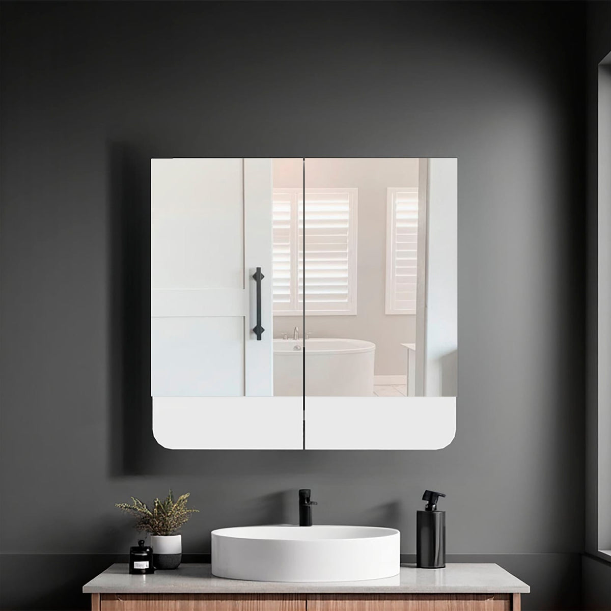 Wall Mounted White Bathroom Medicine Cabinet with Mirror