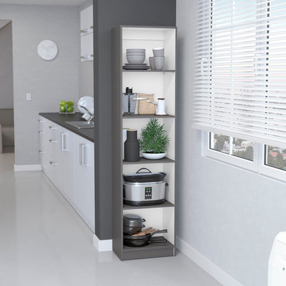 Multi-Color 5-Shelf Bookcase - Slim Design Cabinet for Living Room