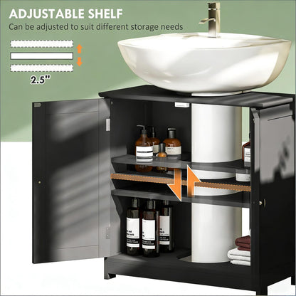 Black MDF Bathroom Sink Cabinet - Under Sink Storage