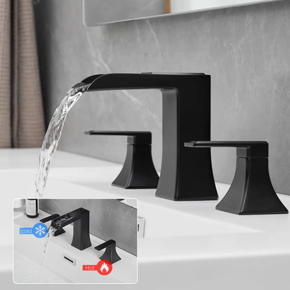 Modern Black 8 Inch Widespread Bathroom Sink Faucet for Renovation