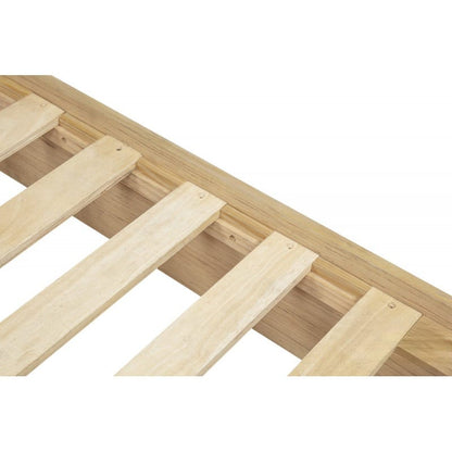 Queen Light Oak Wood Platform Bed Frame Contemporary Design for Bedroom