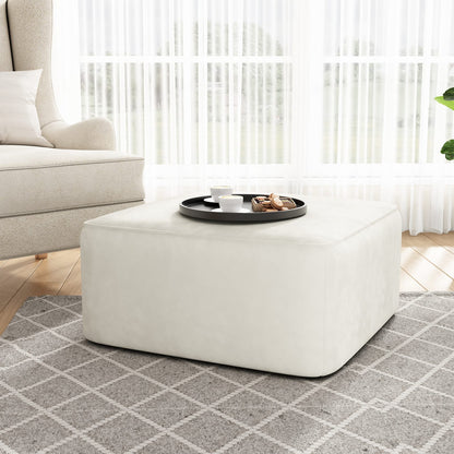 Cream Corduroy Ottoman - Square Storage Footrest