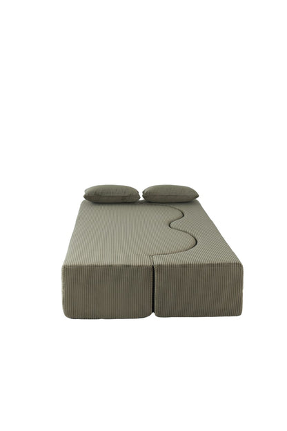 75 Inch Green Microfiber Sofa Bed - Converts to Bed for Living Room