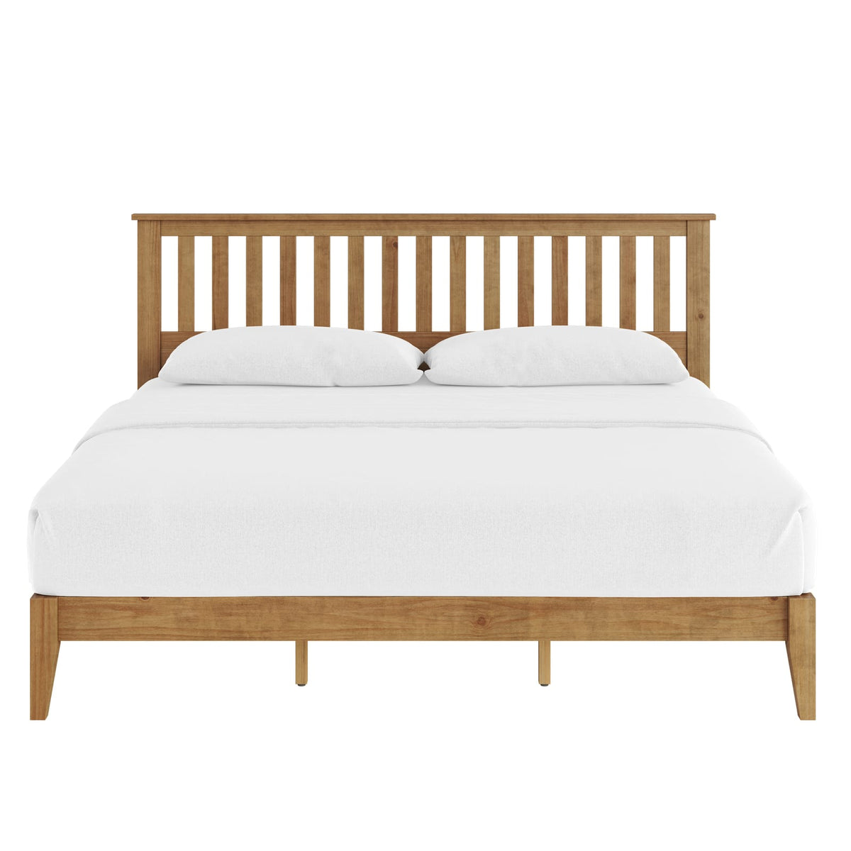 Mission Style King Bed Frame with Integrated Slat System for Bedroom