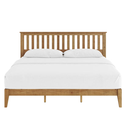 Mission Style King Bed Frame with Integrated Slat System for Bedroom