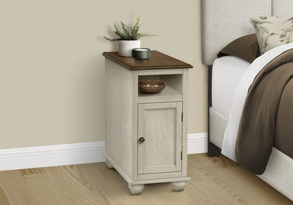 Accent Table - White & Brown Veneer Storage Side Table