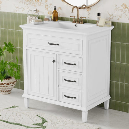 30 Inch White Bathroom Vanity with Sink