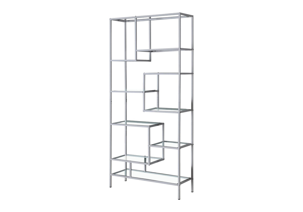 Silver Tempered Glass Bookshelf - 72" Display Etagere