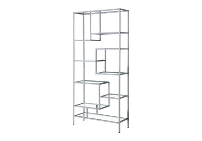Silver Tempered Glass Bookshelf - 72" Display Etagere