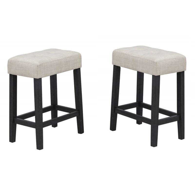 Contemporary Beige Bar Stools Set of 2 for Dining Room Kitchen Seating