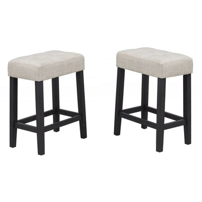 Contemporary Beige Bar Stools Set of 2 for Dining Room Kitchen Seating
