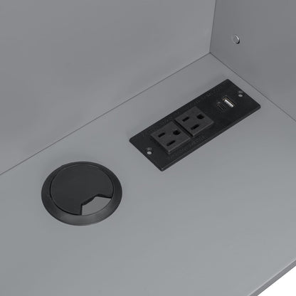 Full Bunk Bed with LED Lights & USB Ports - Gray for Bedroom