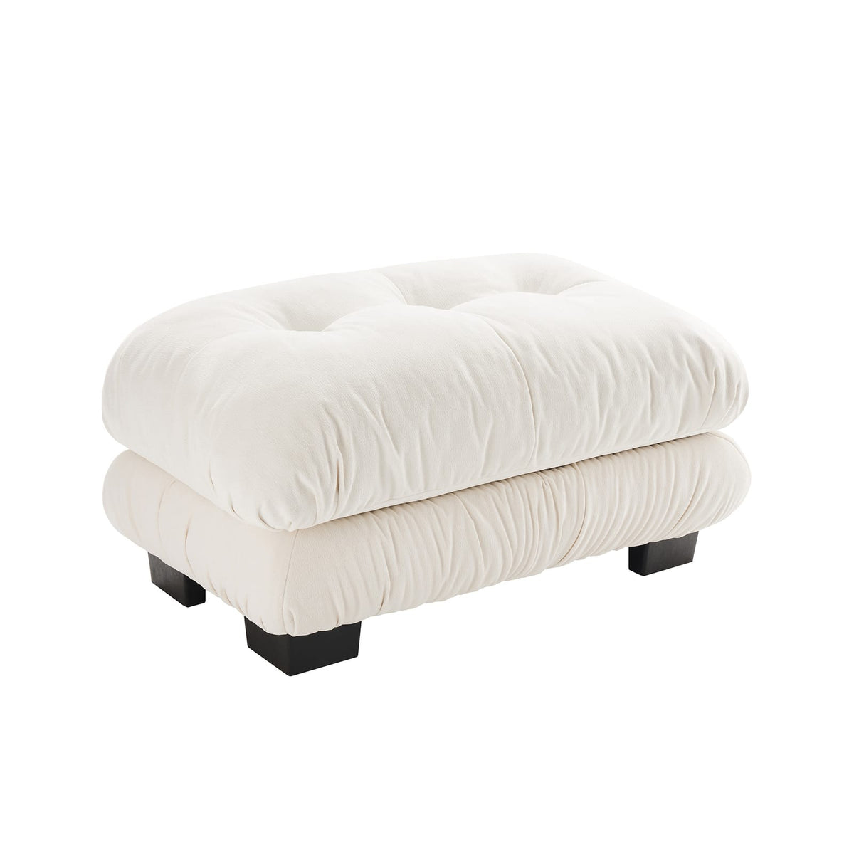 White Chenille Ottoman - 36" Seat for Living Room Apartments