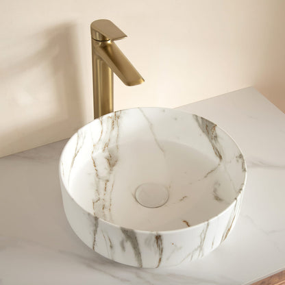 White Ceramic Round Bathroom Sink 14 Inch