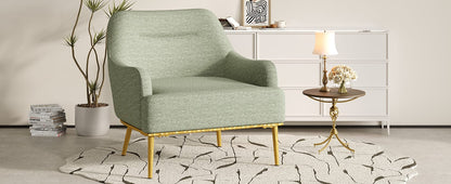 Green Chenille Accent Chair - Curved Back Sofa Chair for Bedroom or Living Room