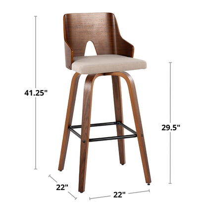 Beige Fabric Barstools with Swivel - Set of 2 for Dining Room