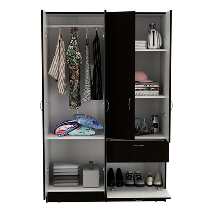 Armoire Alpes: Black & White Bedroom Wardrobe - 67.2" Tall