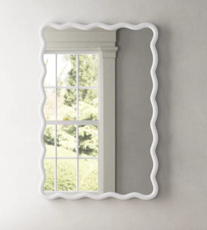 Solid Wood Wavy Rectangle Mirror - Natural Wood 40" x 28"