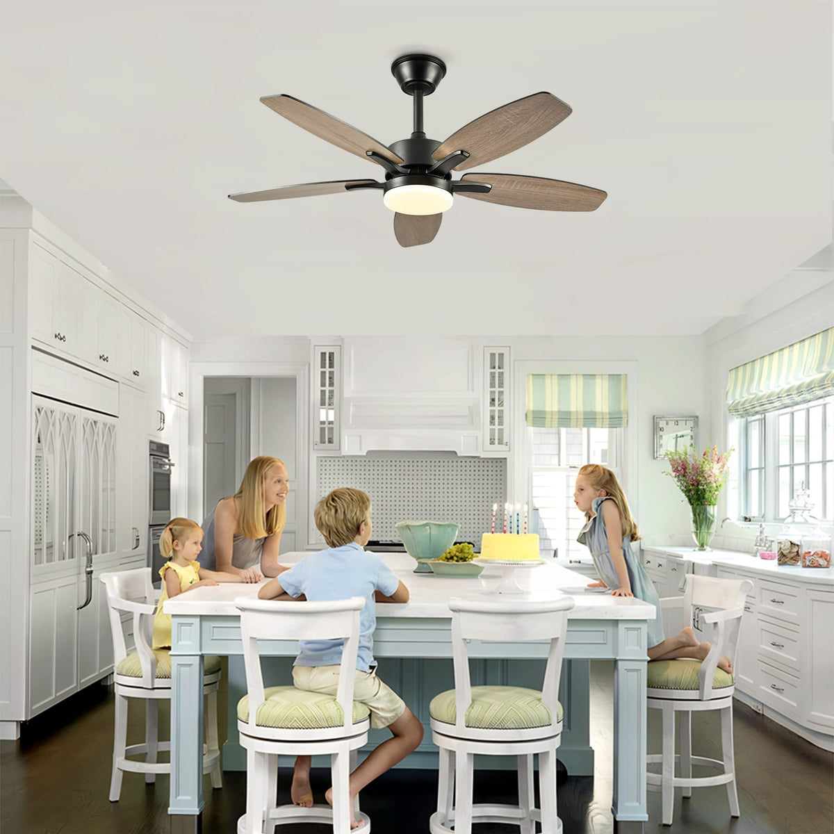 42" Plywood Ceiling Fan with Lights - Matte Black