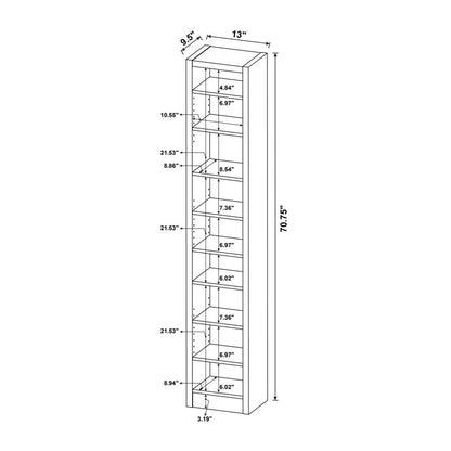 Rectangular 8-Shelf Bookcase - Cappuccino Finish