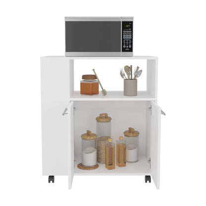 White Engineered Wood Kitchen Storage Cart for Office Supplies