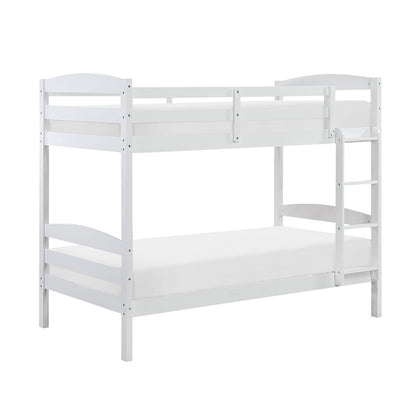 Twin Over Twin Bunk Bed White Wood Frame for Bedroom