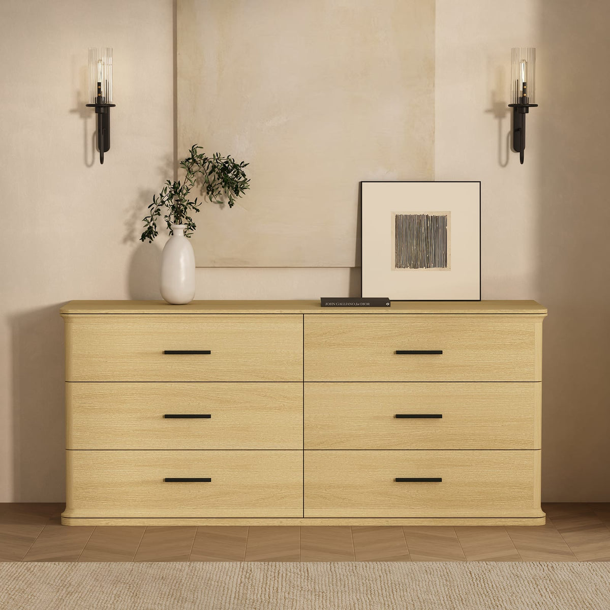Dresser in Natural Oak - 60" Dresser with Six Drawers