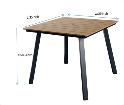 Yellow Iron Patio Table - 35" Square Outdoor Dining Table