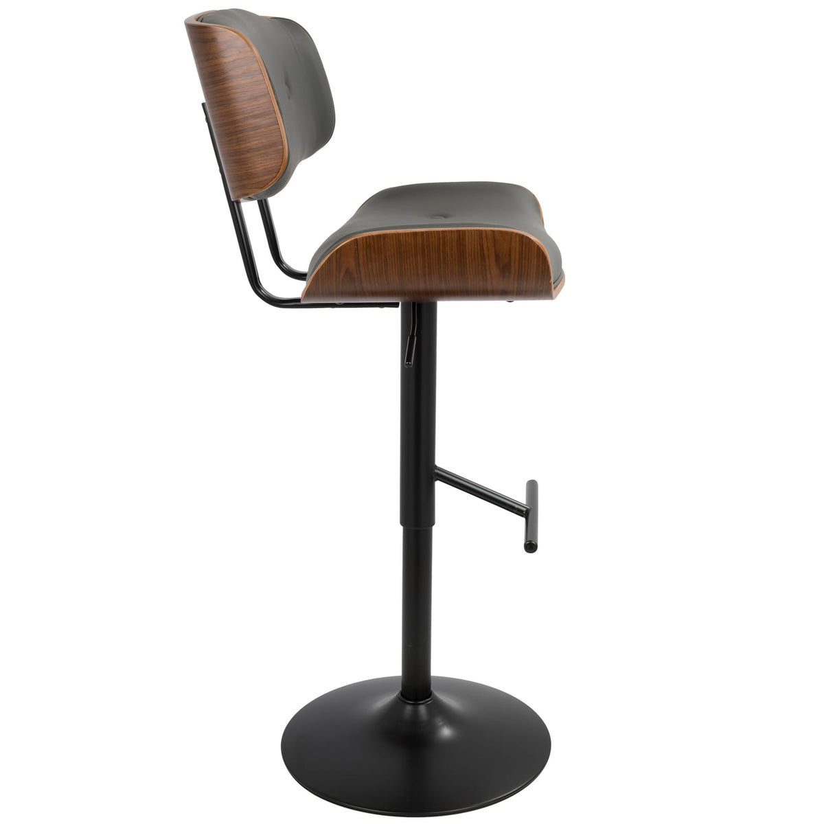 Mid-Century Modern Barstools in Grey Faux Leather for Dining Room