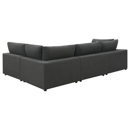 Charcoal Upholstered 4 Seat Sectional Sofa for Living Room